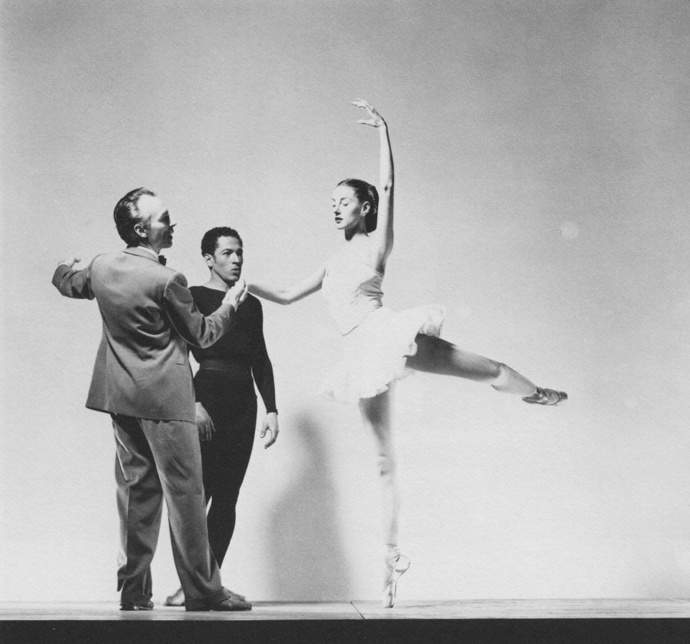 Choreographer George Balanchine working with Tanaquil LeClercq and Nicholas Magallanes on a point of partnering. New York City Ballet, New York, 1950. Photo by George Platt Lynes.