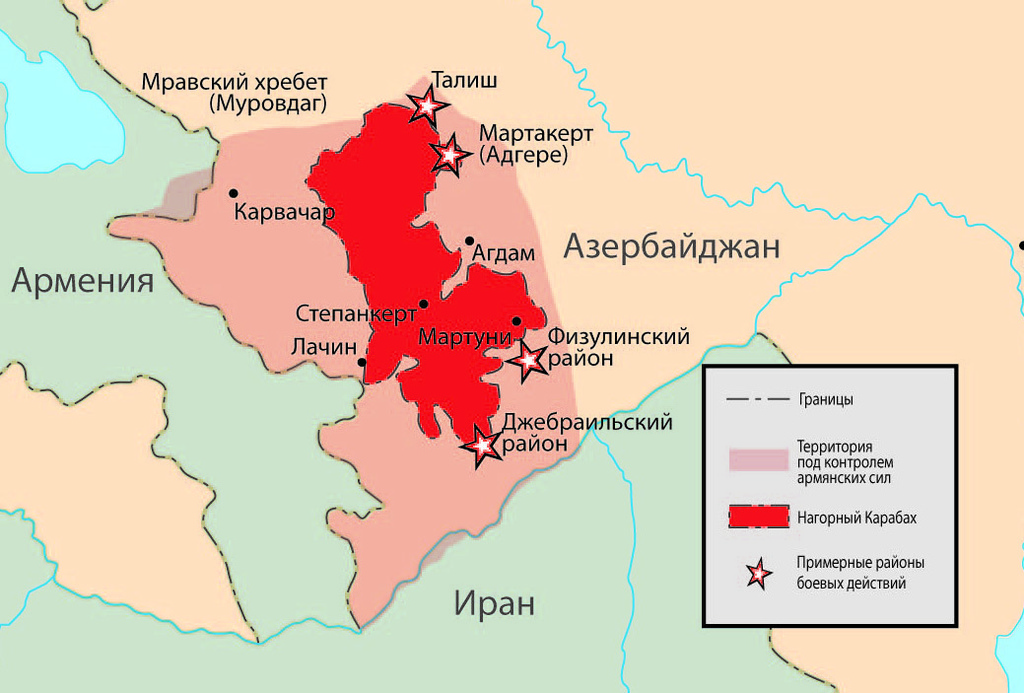 Карта азербайджана и армении границы