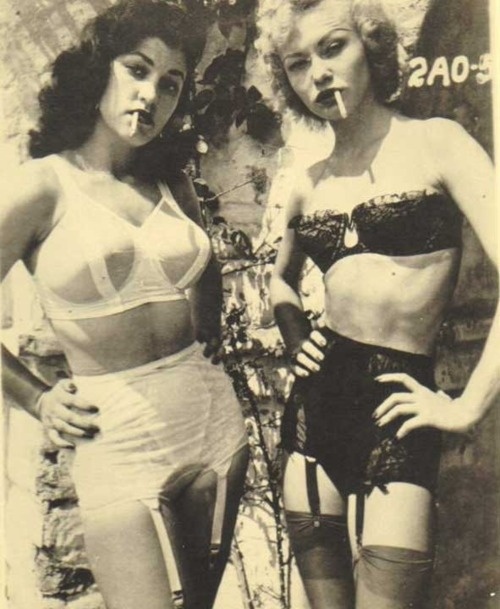 Vintage Smoking Gals In Lingerie & Stockings